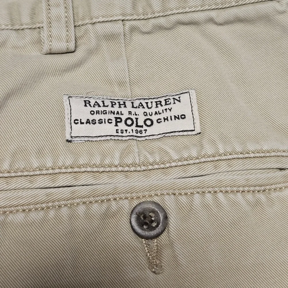 Polo Ralph Lauren Chino Shorts Mens 36 Tan Pleated Classic Cotton Khaki Walking